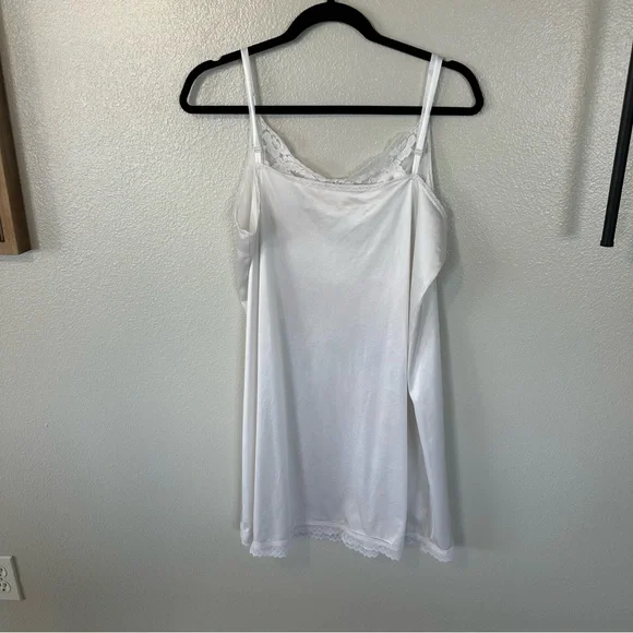 Vintage Vassarette Nylon Lace Slip Dress in White Made in USA Paper Tag, XL - Picture 4 of 10